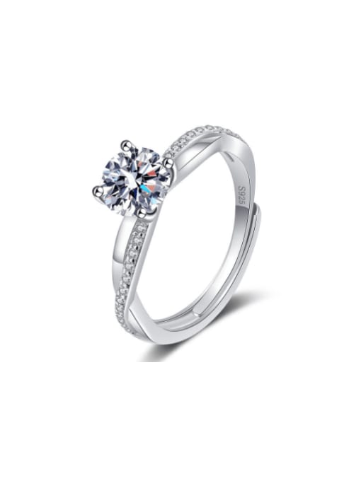 Inel reglabil din argint cu diamant Moissanite 1ct Radiant Eternity