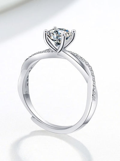 Inel reglabil din argint cu diamant Moissanite 1ct Radiant Eternity