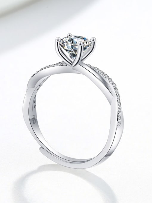 Inel reglabil din argint cu diamant Moissanite 1ct Radiant Eternity