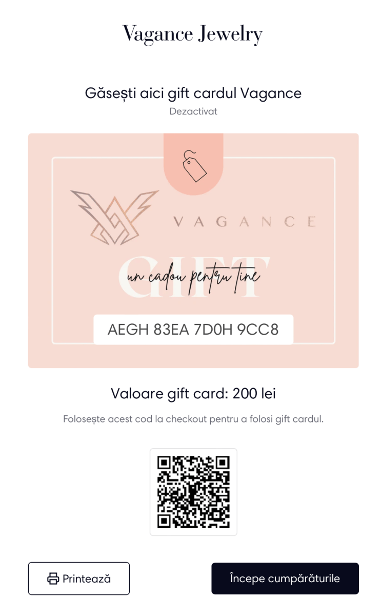 Gift card Vagance - Vagance Jewelry